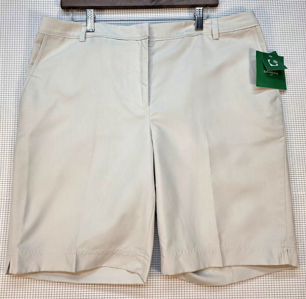 Liz Claiborne Golf "Jackie" Shorts Women's Size 16 Beige Khaki Performance NWT